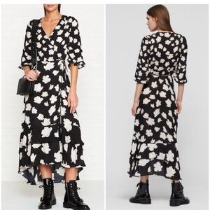 All Saints Delana Wrap Midi Dress‎ Small